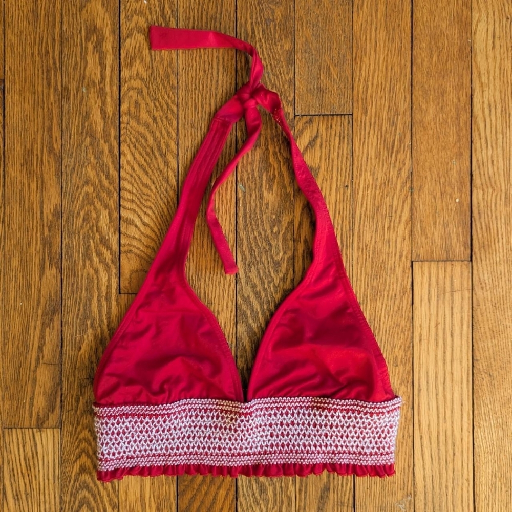 Y2k DKNY Swim Red Halter Bikini Top